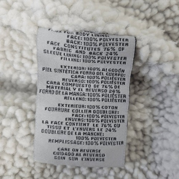 Levi's‎ Acid Wash Cotton Sherpa Oversized Moto Jacket Sz S Light Gray Belted - Picture 4 of 8